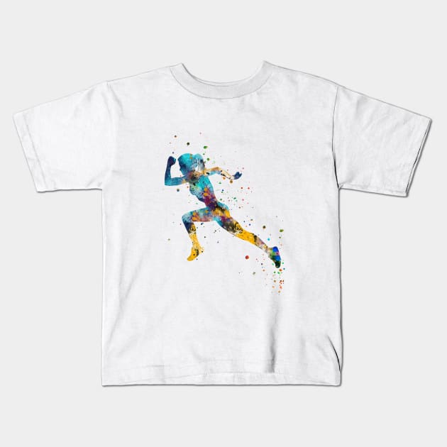 Running woman Kids T-Shirt by RosaliArt